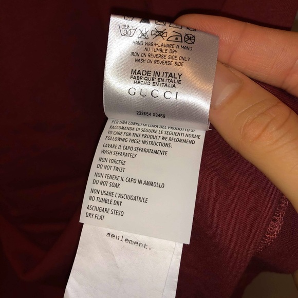 Gucci logoT shirt Size M red bordeau 100% Authentic - Picture 8 of 10